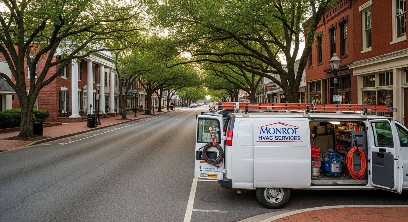 Monroe downtown historic district with courthouse square and tree-lined streets in Walton County Georgia